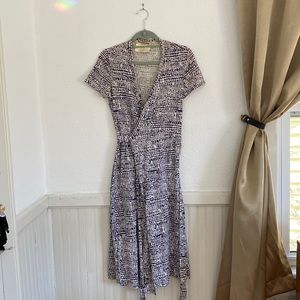 Diane Von Furstenberg blue and white wrap dress